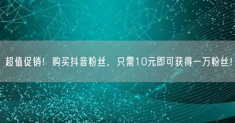 超值促销！购买抖音粉丝，只需10元即可获得一万粉丝！